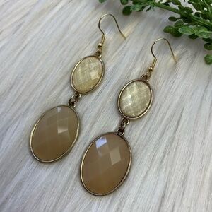 Oval faceted cabochon dangle earrings